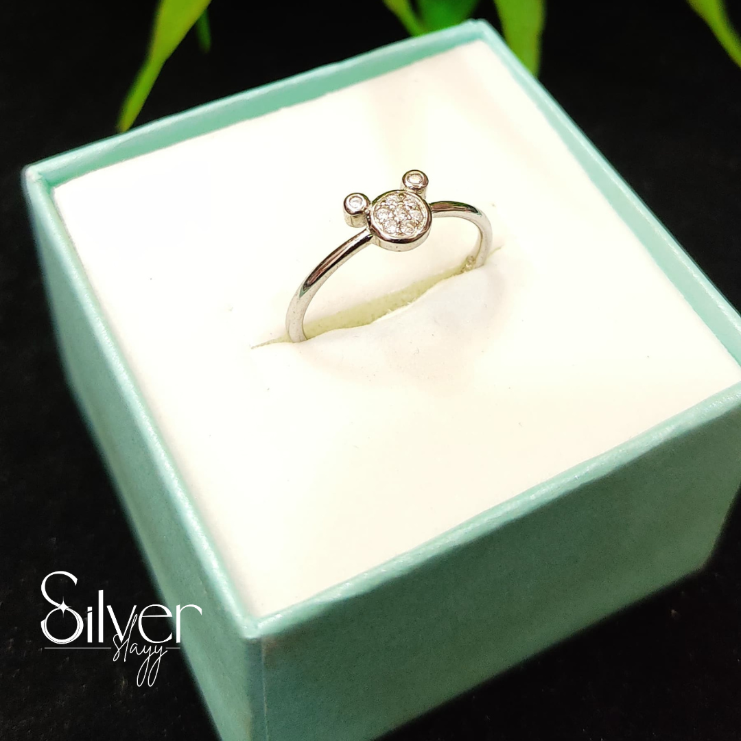 Sterling Silver Cute Bear Ears Ring β Adorable & Minimalist Jewelry for Girls