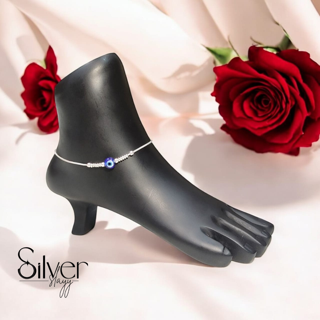 925 Sterling Silver Evil Eye Protection Anklet ā Minimalist & Elegant