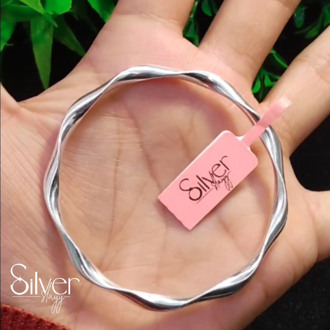 99.99% Pure Silver Twisted Kada Bracelet for Women – Elegant & Stylish Design