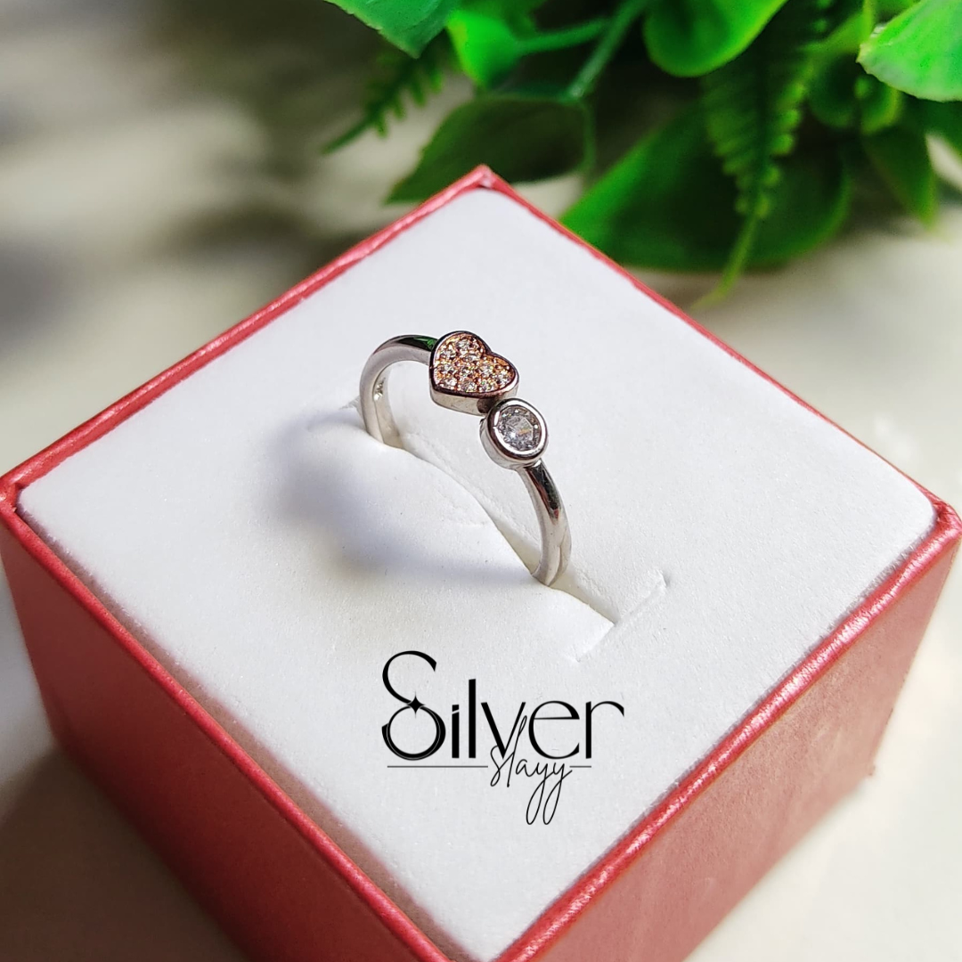 π Dainty Heartstone Ring β 925 Silver Love Band for Women β¨
