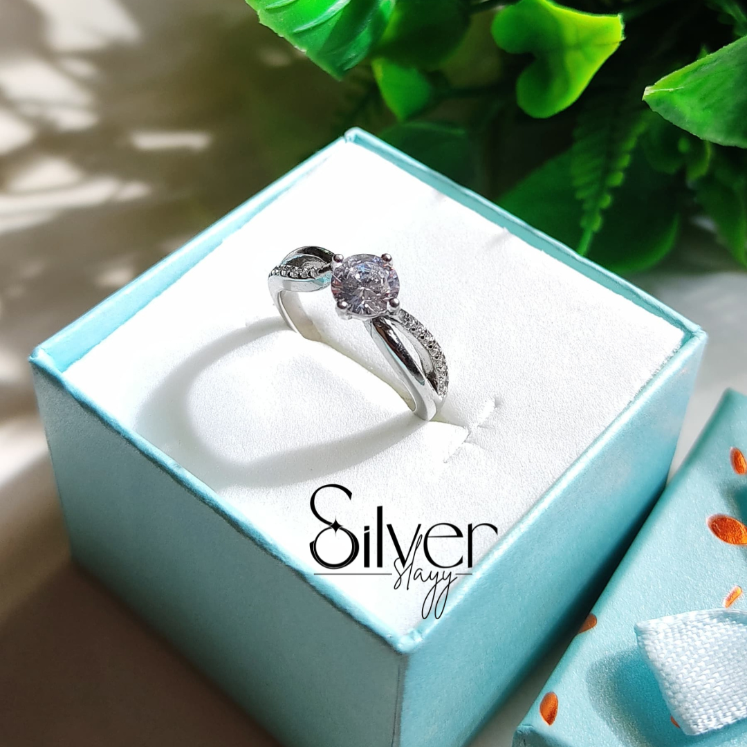 Twisted Solitaire Ring for Women | Zircon Ring by SilverSlayy