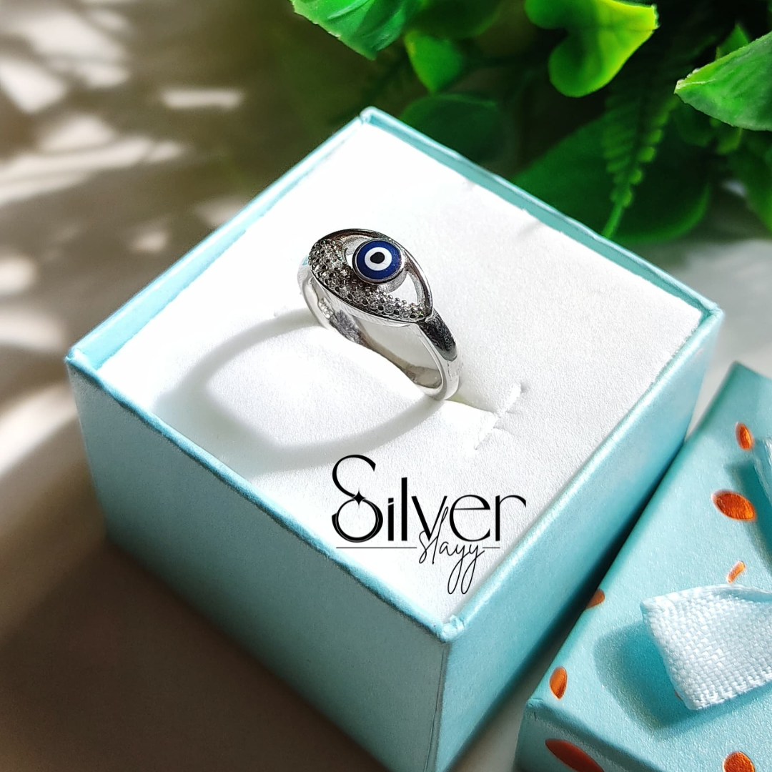 925 Silver Evil Eye Ring for Women | Protection Ring by SilverSlayy