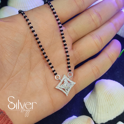 Diamond-Shaped Pendant Silver Mangal Sutra | Elegant Jewelry by SilverSlayy