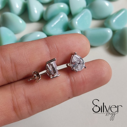 Teardrop Sterling Silver Earrings for Girls – Elegant & Sparkling Design