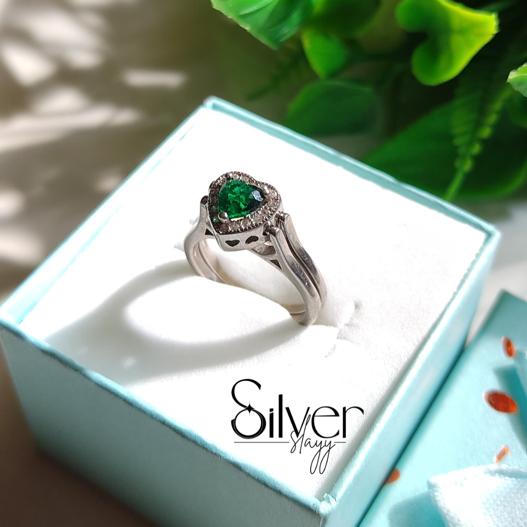 2-in-1 Heart Design Ring for Women | Dual-Stone Ring | Elegant Ladies Jewelry by Silver Slayy