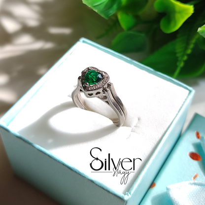2-in-1 Heart Design Ring for Women | Dual-Stone Ring | Elegant Ladies Jewelry by Silver Slayy