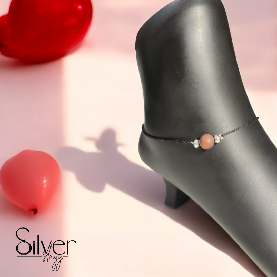 65% Pure Silver Minimalist Thread Anklet – Elegant Bead Accent | Silver Slayy