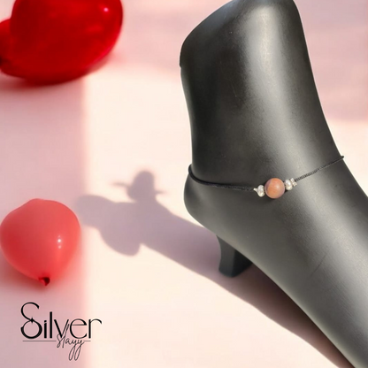 65% Pure Silver Minimalist Thread Anklet – Elegant Bead Accent | Silver Slayy