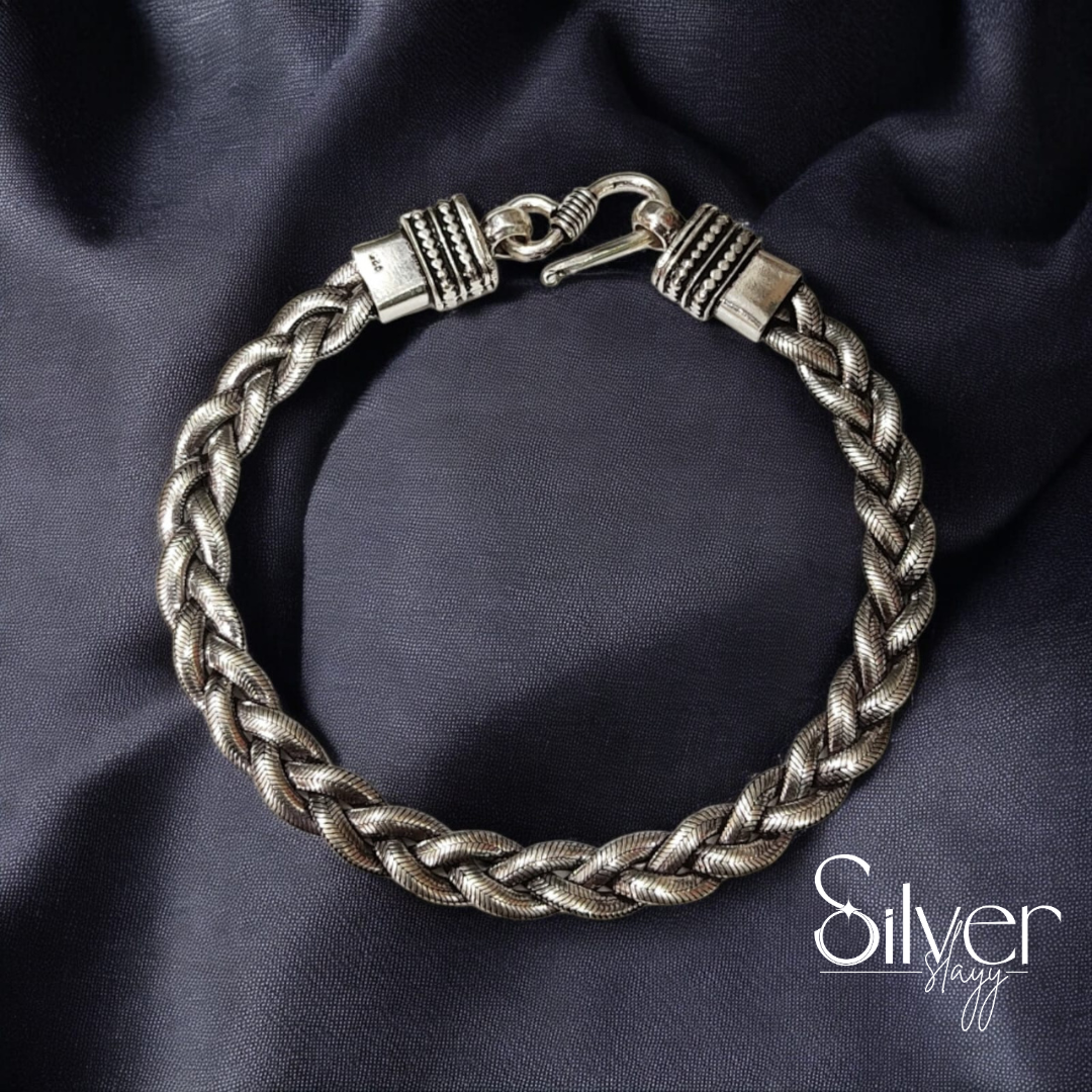 Men's Braided Silver Bracelet - Classic Handcrafted Design