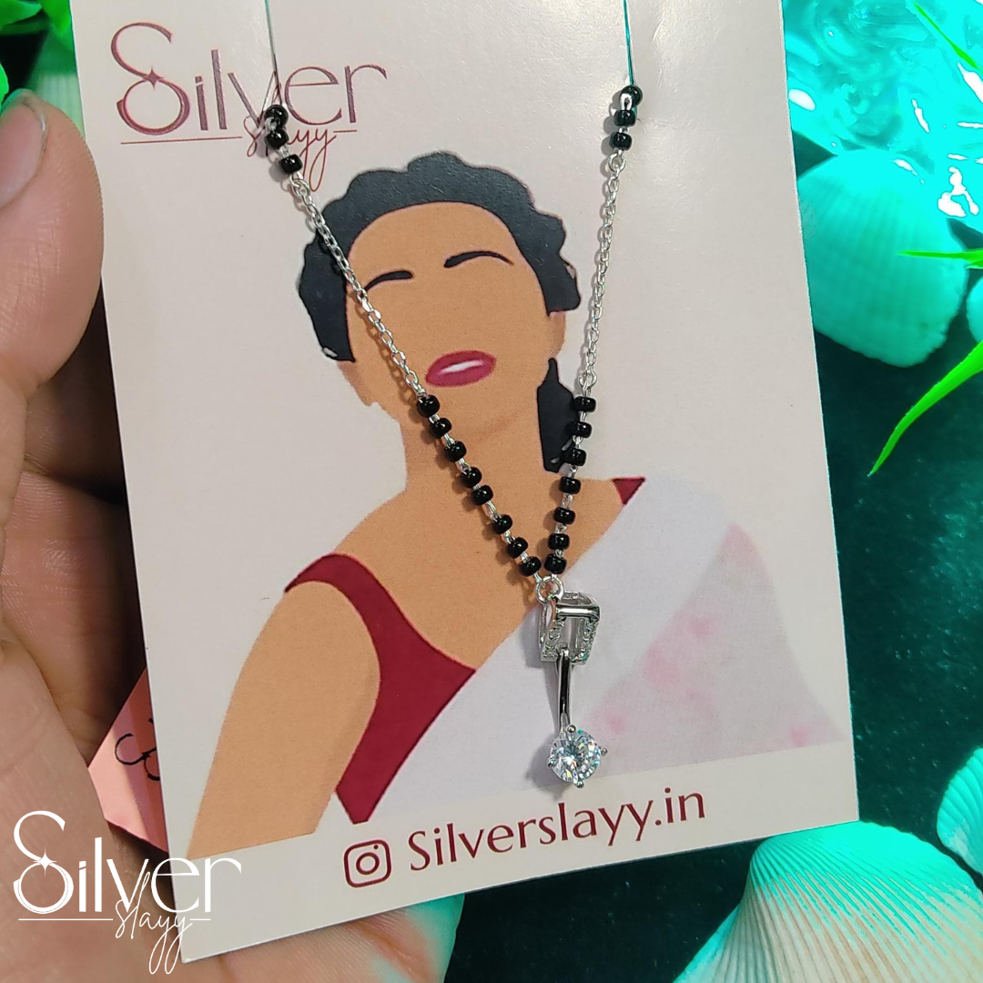 Minimalist Silver Mangal Sutra with Solitaire Pendant | Elegant Jewelry by SilverSlayy