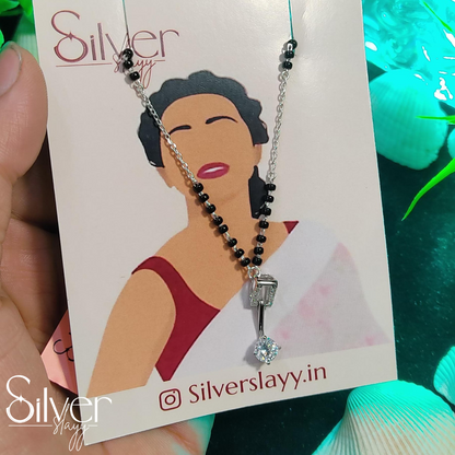 Minimalist Silver Mangal Sutra with Solitaire Pendant | Elegant Jewelry by SilverSlayy