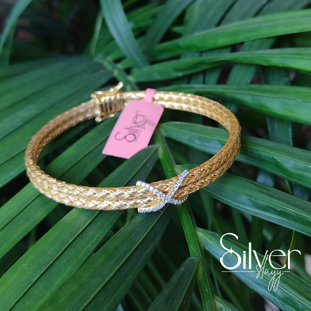 925 Sterling Silver Bracelet with Gold Polish | Openable Lock System