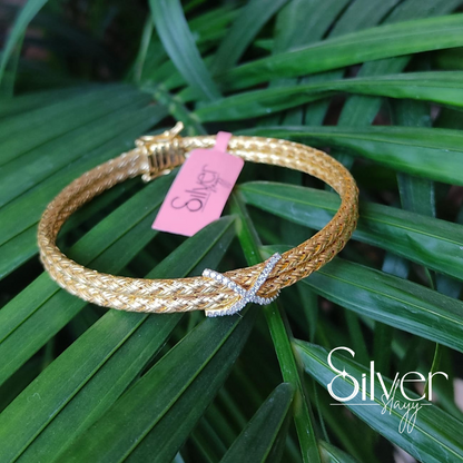 925 Sterling Silver Bracelet with Gold Polish | Openable Lock System