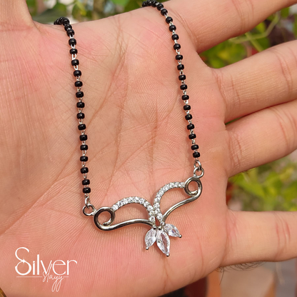 Elegant Silver Mangalsutra with Black Beads Chain - Traditional Meets Modern