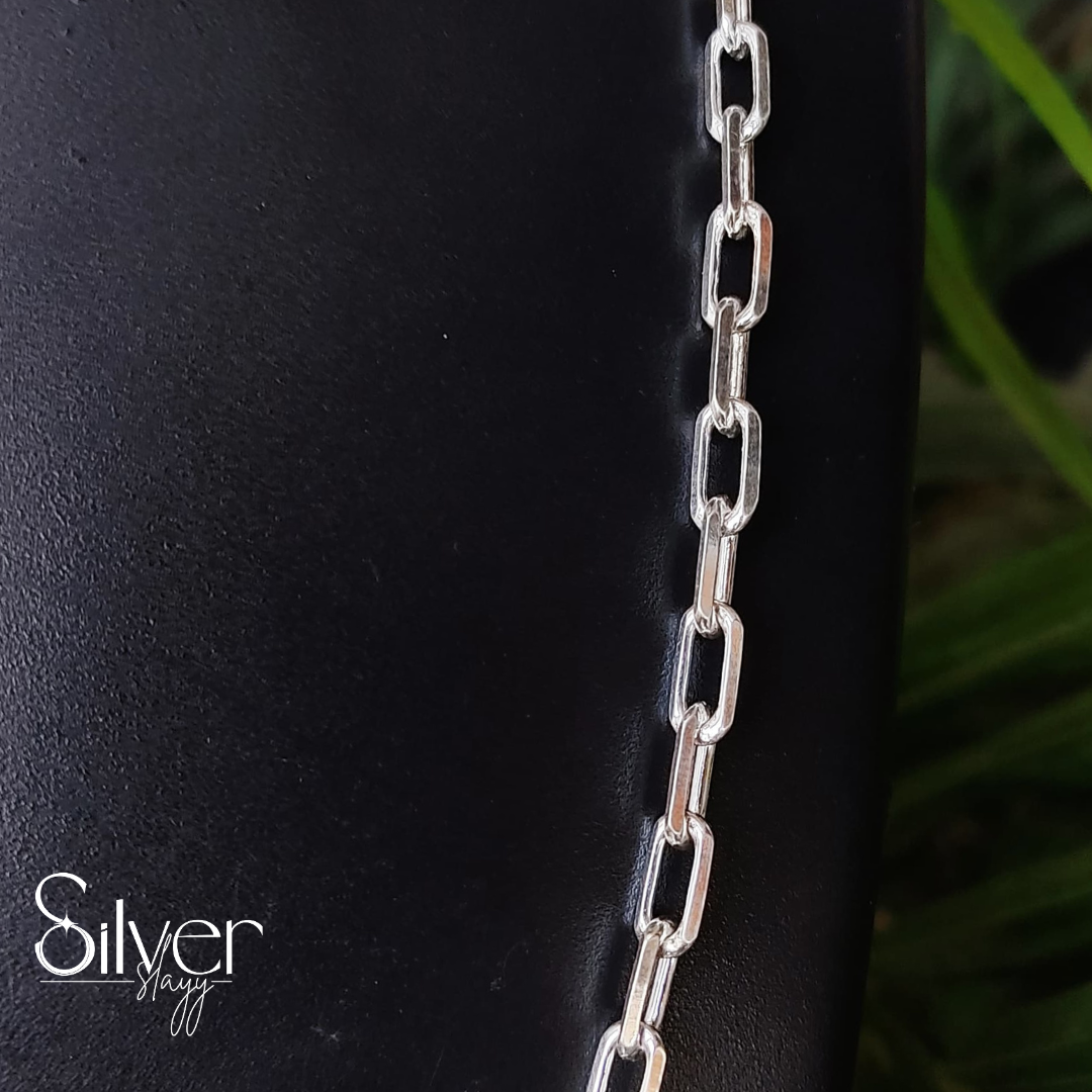 Men's Stylish Silver Chain - Modern Rectangular Link Design