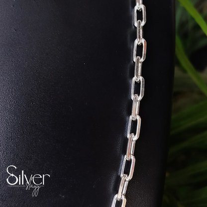 Men's Stylish Silver Chain - Modern Rectangular Link Design