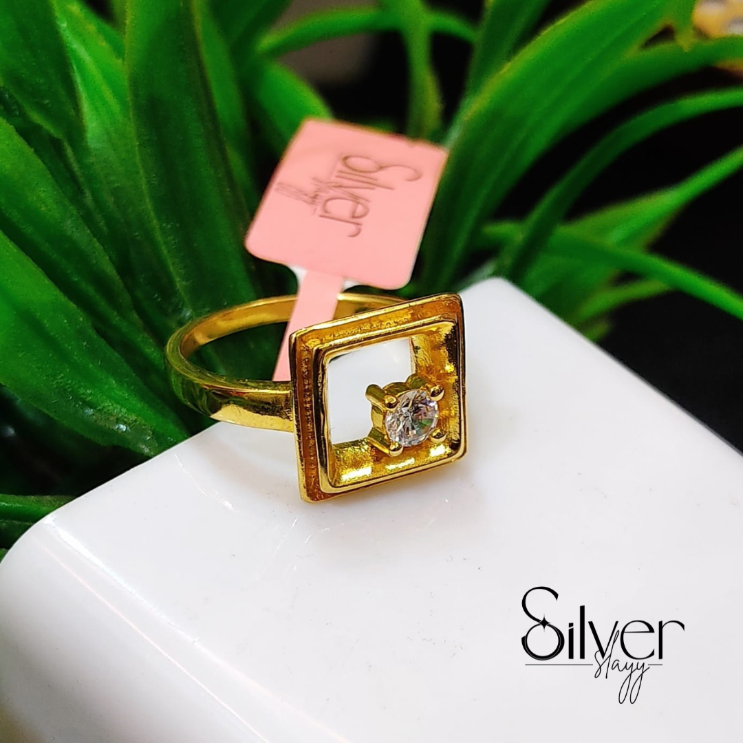Men's Gold Plated✨ Ring | Elegant Square Cut Design | Adjustable Fashion Jewelry for Men