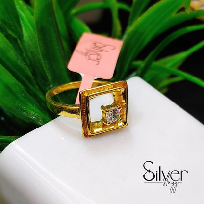 Men's Gold Plated✨ Ring | Elegant Square Cut Design | Adjustable Fashion Jewelry for Men
