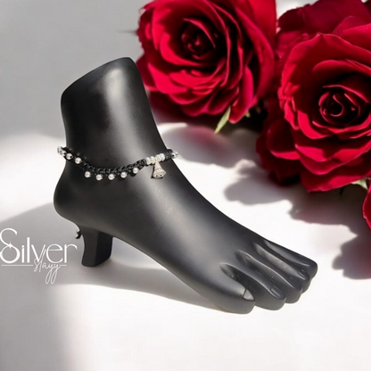 Elegant Thread Anklet with 65% Silver Beads – Adjustable Women’s Payal