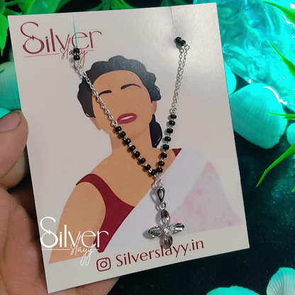 Floral Pendant Silver Mangal Sutra | Elegant Jewelry by SilverSlayy