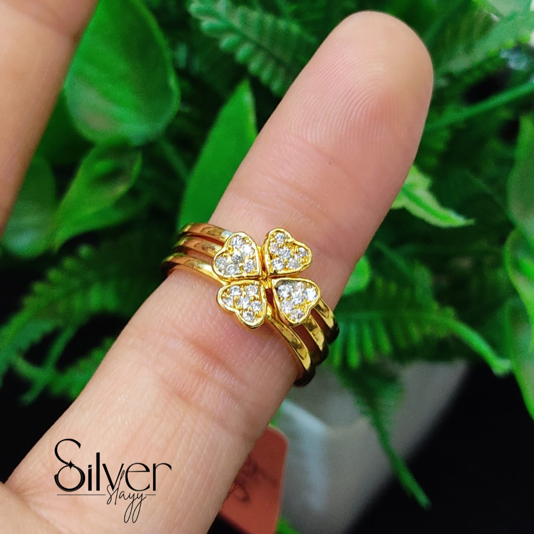 3-in-1 Gold Plated Adjustable Ring | Stylish & Elegant Jewelry for Women