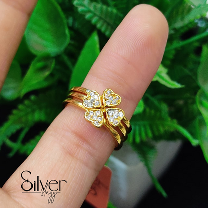 3-in-1 Gold Plated Adjustable Ring | Stylish & Elegant Jewelry for Women