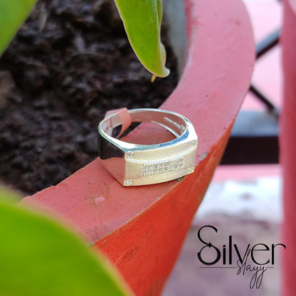 SilverSlayy Elegant Sterling Silver Band Ring – Sleek Design with Sparkling Stones