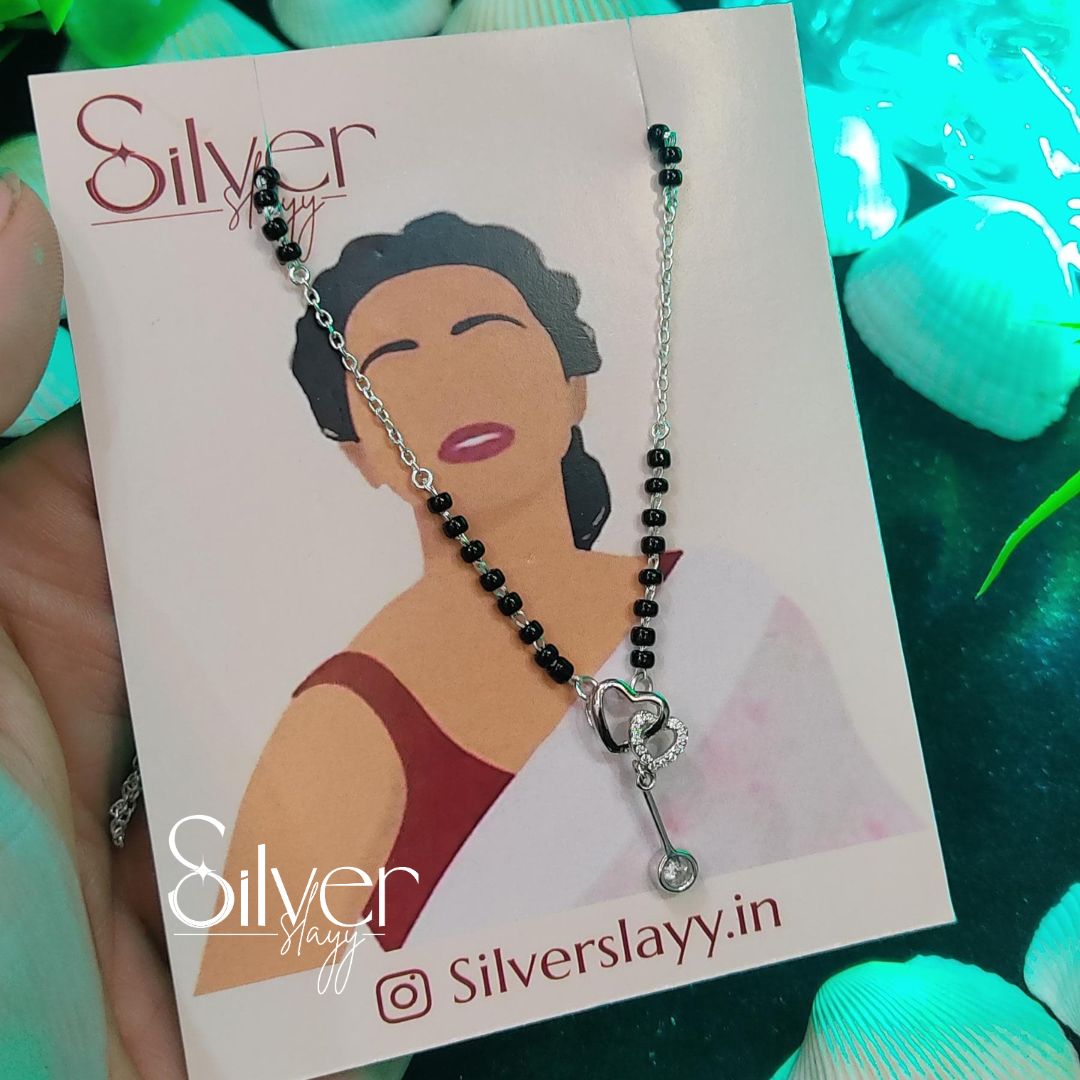 Heart Pendant Silver Mangal Sutra | Stylish Jewelry by SilverSlayy