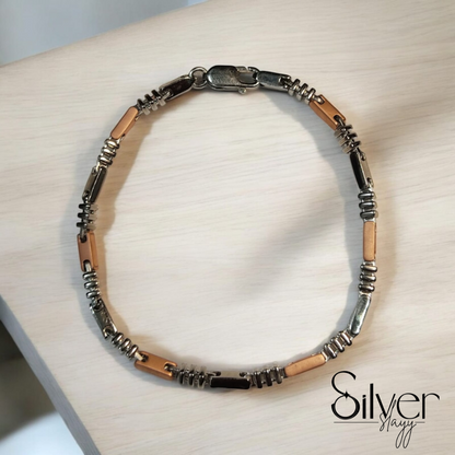 Men's Two-Tone Bracelet - Stylish Chain with Modern Detailing