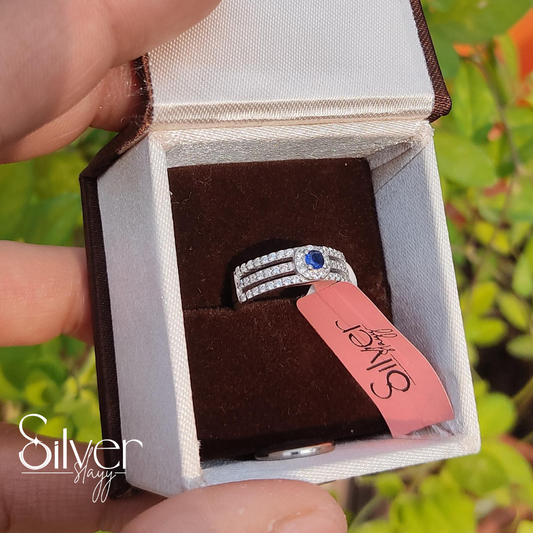 Royal Blue Sapphire Sterling Silver Ring Set for Women – Perfect Gift by Silverslayy