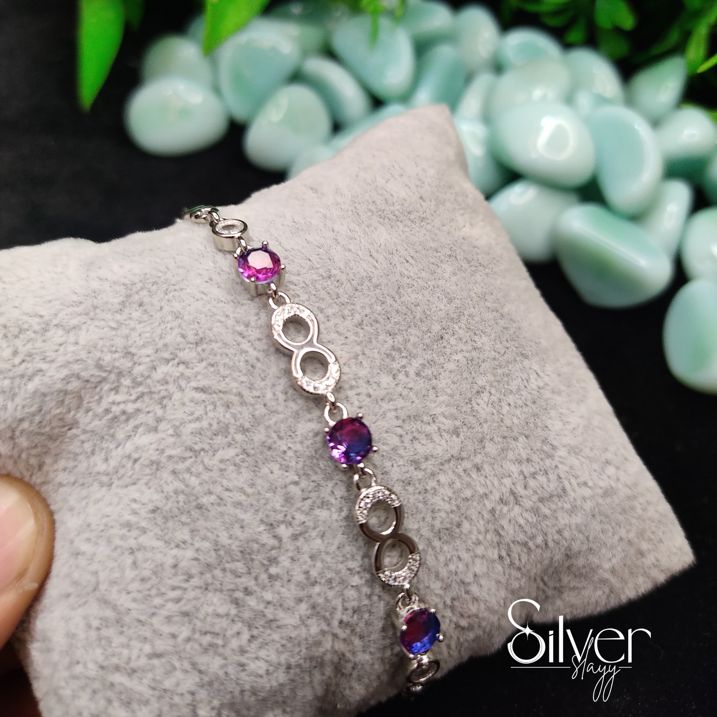 Elegant Purple Stone Bracelet for Women & Girls – Free Size, Stylish & Versatile