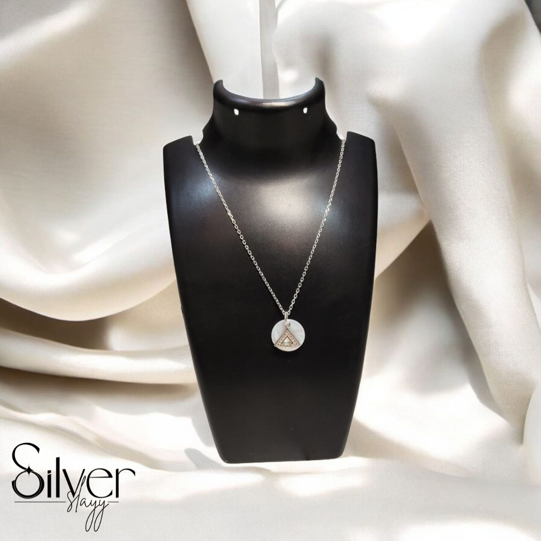 925 Sterling Silver Geometric Circle Pendant for Girls – Elegant Triangle Design | Silverslayy