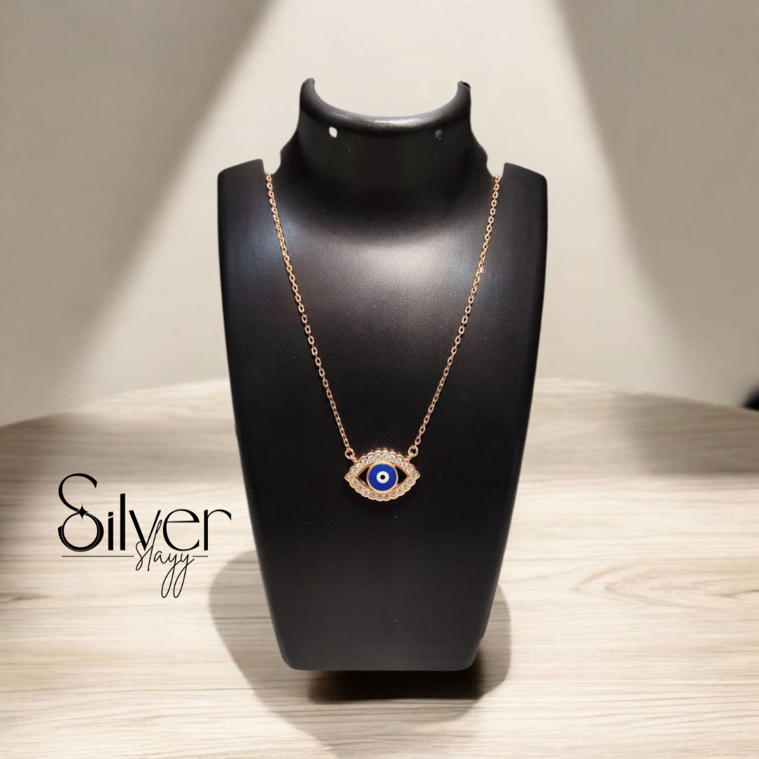 925 Sterling Silver Evil Eye Pendant Necklace | Rose Gold Finish | SilverSlayy