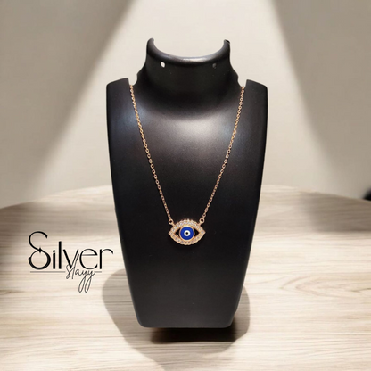 925 Sterling Silver Evil Eye Pendant Necklace | Rose Gold Finish | SilverSlayy