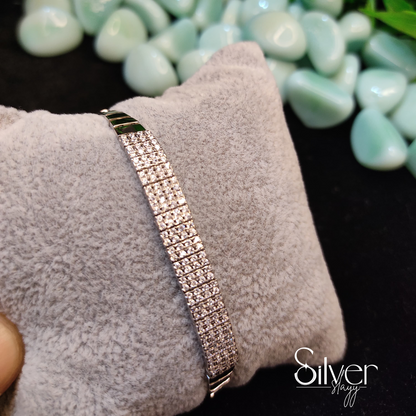 Dazzling Silver Tennis Bracelet in 925 Silver for Women & Girls – Free Size, Sparkling Elegance