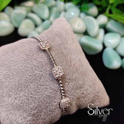 Sophisticated Silver Beaded Bracelet with Sparkling Accents in 925 Silver for Women & Girls – Free Size
