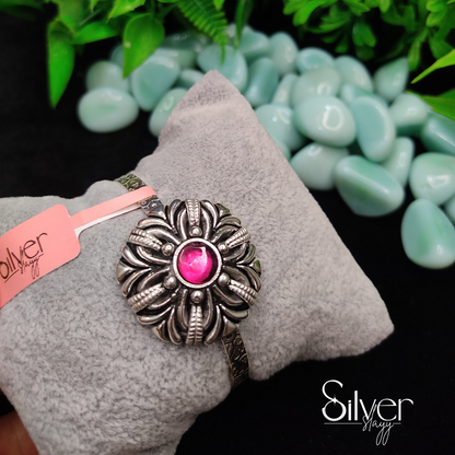 Bold Pink Stone Bracelet for Women & Girls – Statement Jewelry, Free Size