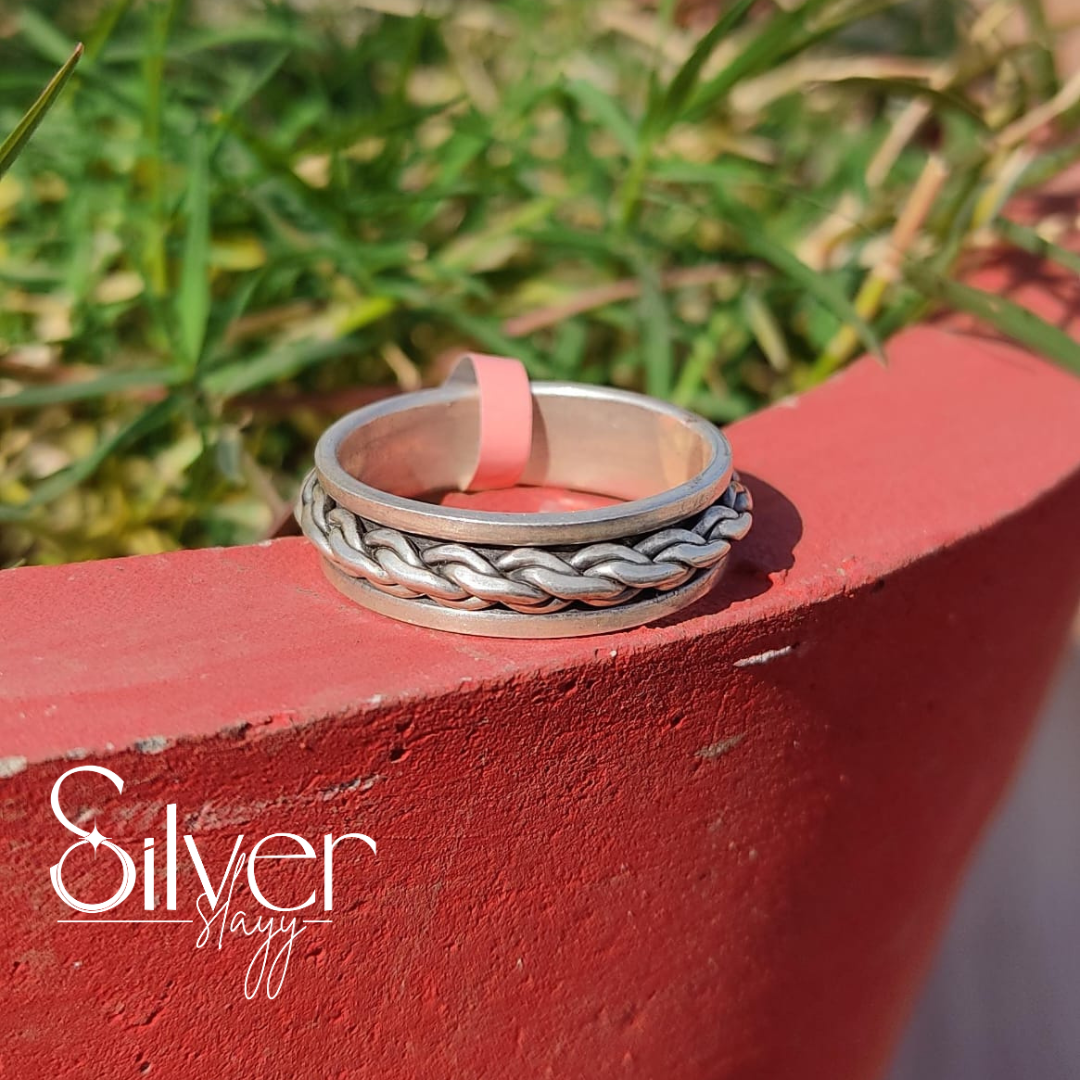 SilverSlayy Braided Sterling Silver Spinner Ring – Timeless Craftsmanship and Comfort