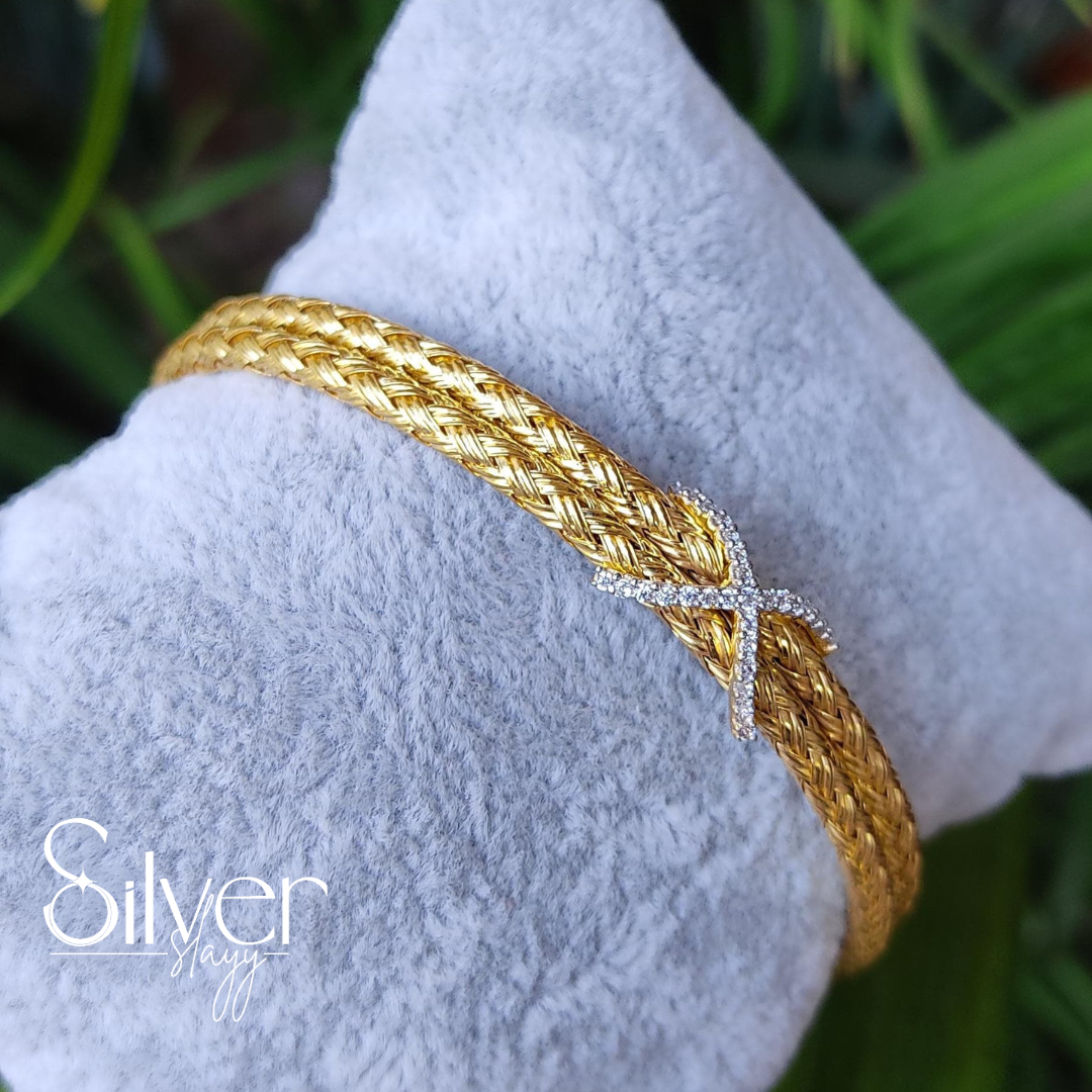 925 Sterling Silver Bracelet with Gold Polish | Openable Lock System