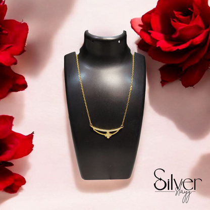 925 Sterling Silver Pendant Chain with Gold Polish | Elegant Floral Design Necklace