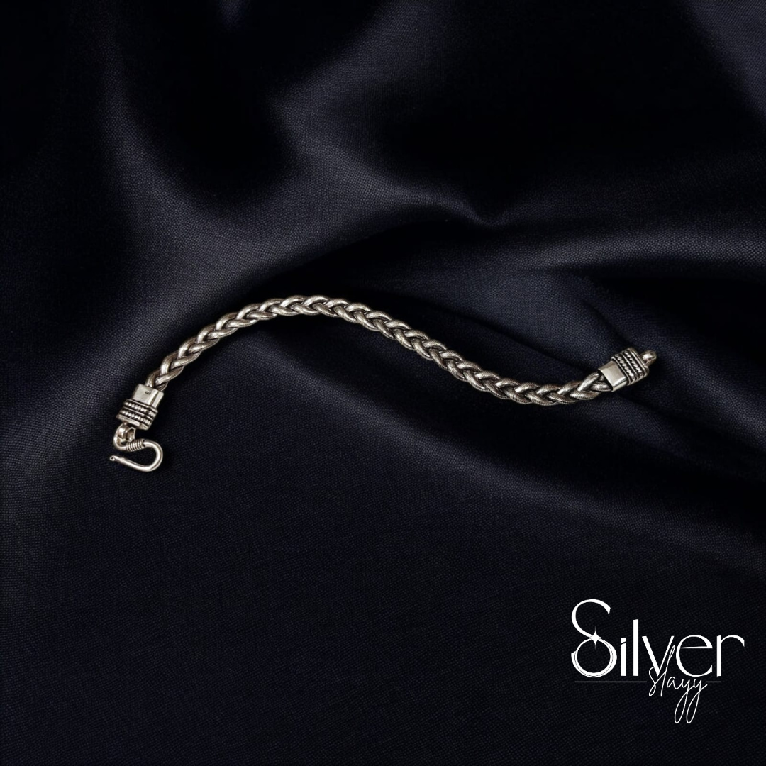 Men's Braided Silver Bracelet - Classic Handcrafted Design