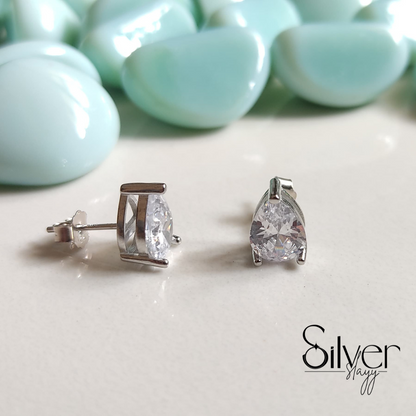 Teardrop Sterling Silver Earrings for Girls – Elegant & Sparkling Design
