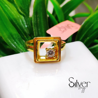Men's Gold Plated✨ Ring | Elegant Square Cut Design | Adjustable Fashion Jewelry for Men