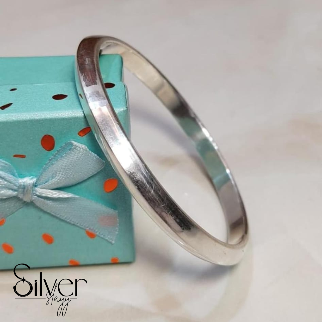 Solid 925 Sterling Silver Men’s Kada | Premium Polished Bangle Bracelet by SilverSlayy