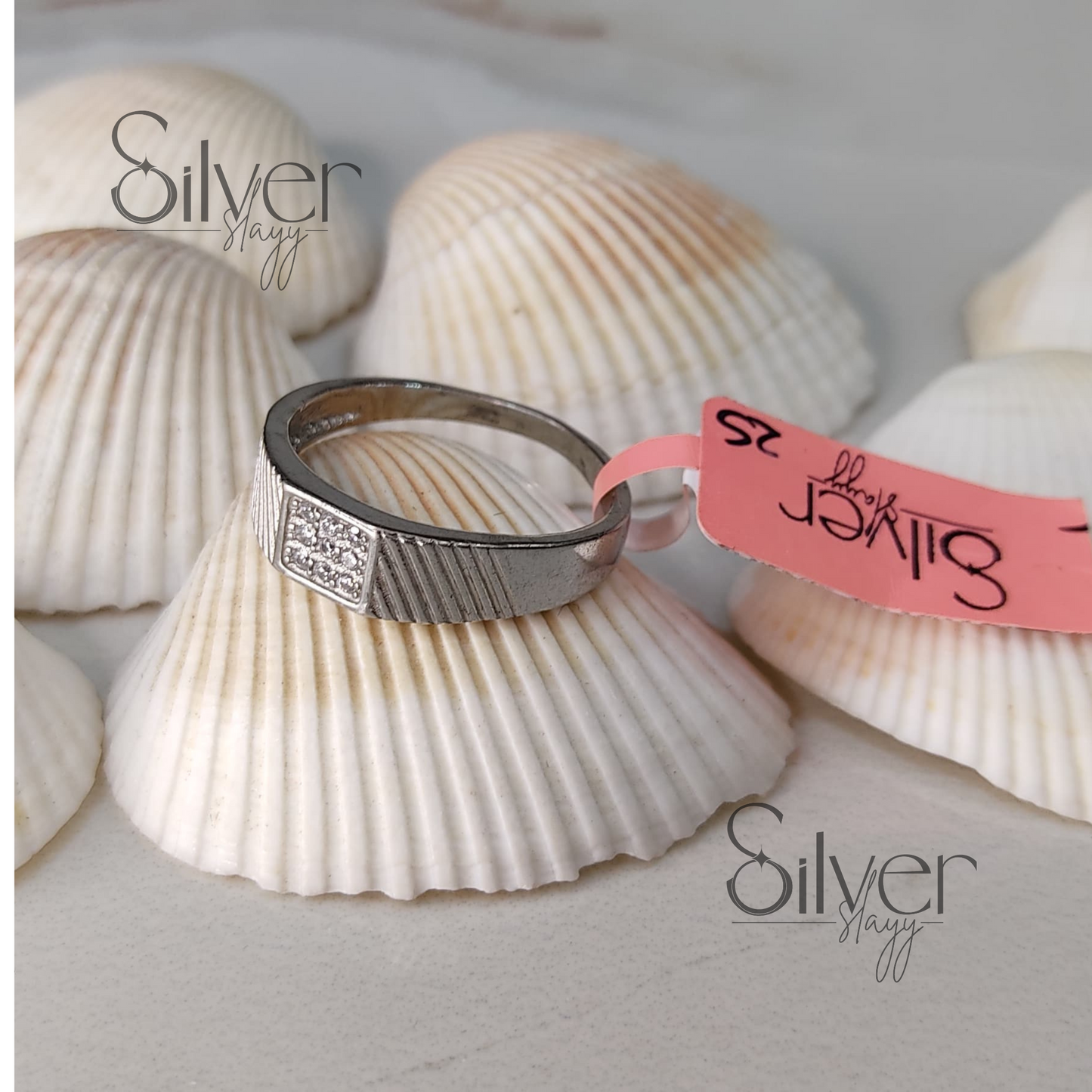 Men's 925 Sterling Silver Ring with Diamond-Shaped Crystal Pavé – Bold and Distinctive Style