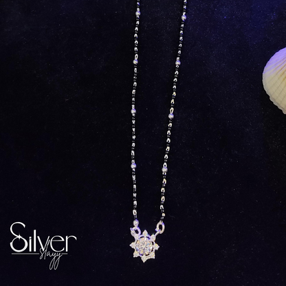 Floral Design Silver Mangal Sutra | Elegant Jewelry by SilverSlayy