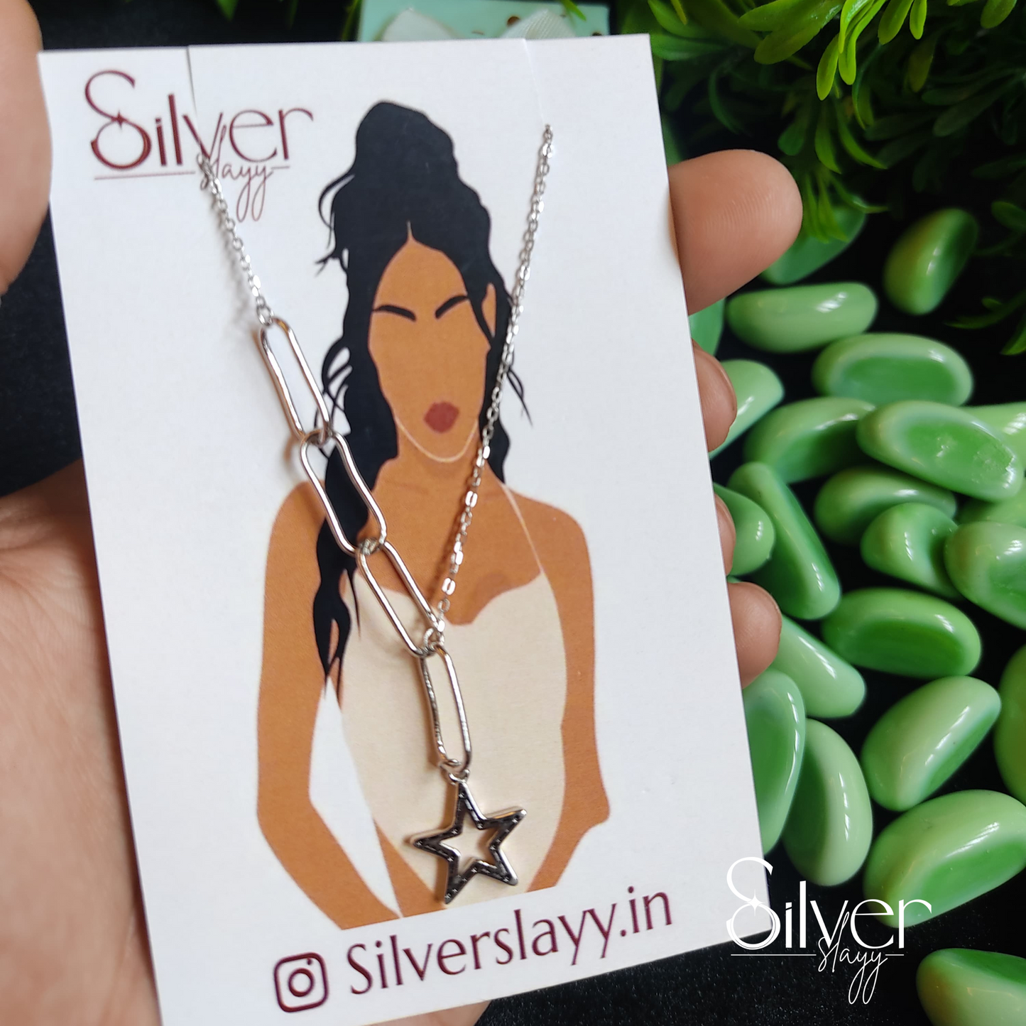 925 Sterling Silver Star Pendant Chain Necklace for Girls – Trendy Paperclip Link Chain with Star Charm | Silverslayy