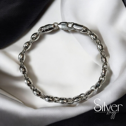 Men's Polished Silver Chain Bracelet - Timeless and Elegant Accessory