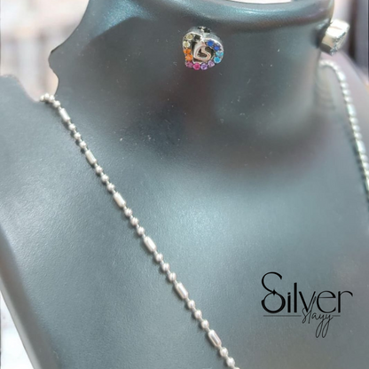 🌈 925 Silver Rainbow Heart Pendant Set | Multicolor Gemstones 💖✨