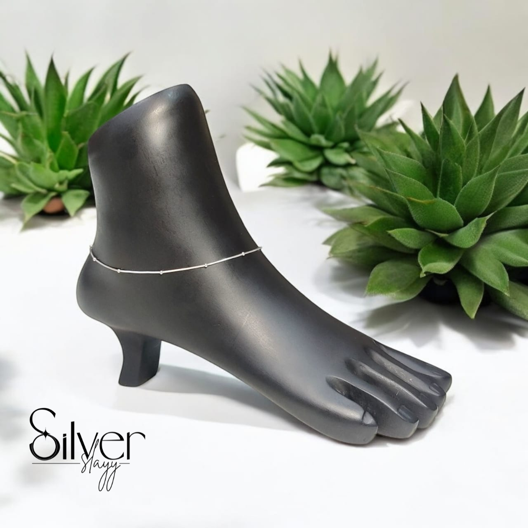 925 Sterling Silver Slim Anklet – Minimalist & Elegant (Adjustable, 10 Inches)